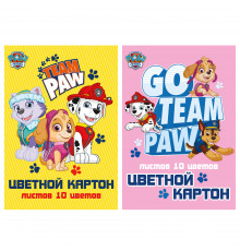 картон Paw Patrol 10 листов А4 10 цветов PP9/2