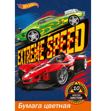 бумага Hot Wheels 10 листов А4 10 цветов HW102/2