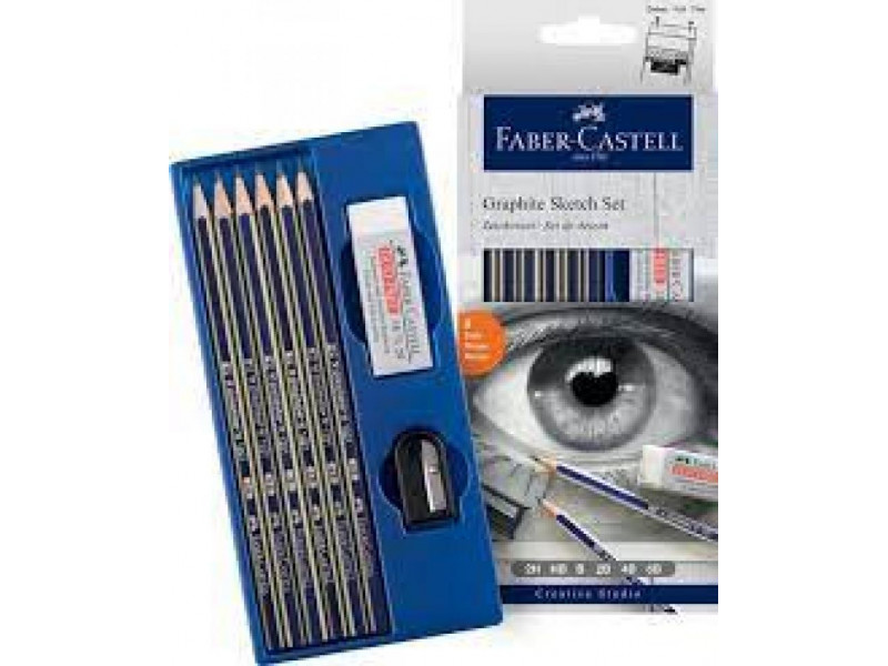 набор графитовых карандашей Faber Castell 12 штук с кисточкой