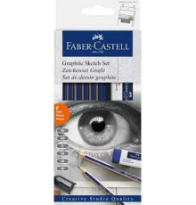 набор графитовых карандашей Faber Castell 12 штук с кисточкой