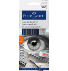 набор графитовых карандашей Faber Castell 12 штук с кисточкой